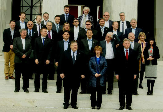 Déclaration du vice-Premier ministre et ministre des Affaires étrangères, E. Vénizélos lors de son arrivée à la réunion informelle ("Gymnich") des ministres des Affaires étrangères de l'UE (Zappeion Megaron, 4 avril 2014)