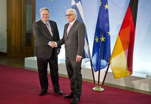 Rencontre tenue du ministre des Affaires étrangères, N. Kotzias avec son homologue allemand, M. Steinmeier(Berlin, 22 mars 2015)