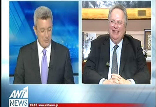 Foreign Minister N. Kotzias' interview on ANT1 TV's prime time newscast, with journalist N. Hatzinikolaou