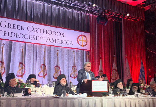 201Minister of Foreign Affairs Giorgos Katrougalos addresses the official Enthronement Luncheon of the new Archbishop of America, His Eminence Elpidophoros (New York, 22 June 2019)