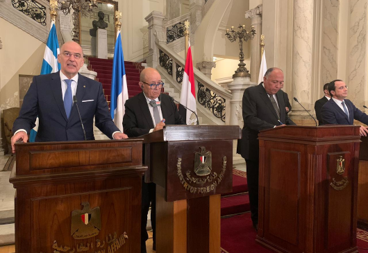 Minister of Foreign Affairs Nikos Dendias’ statement following the conclusion of the meeting of the Ministers of Foreign Affairs of Greece, Egypt, Cyprus, France and Italy (Cairo, 8 January 2020)