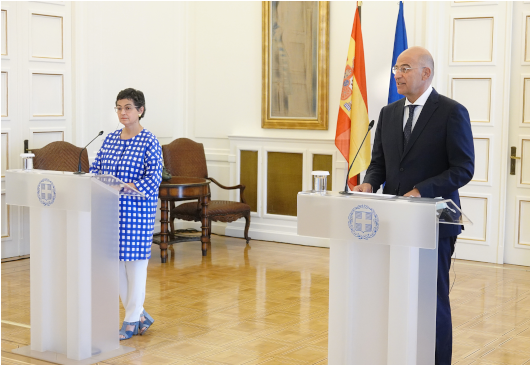  Déclaration du ministre des Affaires étrangères, N. Dendias, à l’issue de sa rencontre avec la ministre espagnole des Affaires étrangères,  Arancha González Laya (Athènes, 28.07.2020)