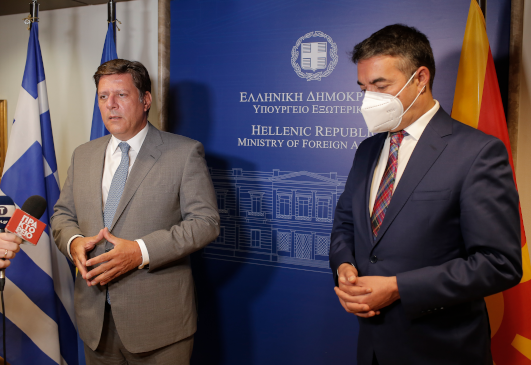 Déclaration du ministre délégué aux Affaires etrangères, Miltiadis Varvitsiotis  à l’issue de sa rencontre avec le vice-Premier ministre de la Macédoine du Nord, en charge des affaires européennes, Nikola Dimitrov (16.09.2020)