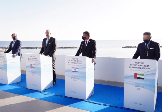 Déclaration du ministre des Affaires étrangères, Nikos Dendias à l’issue de la réunion des ministres des Affaires étrangères de Chypre, de Grèce, d’Israël et des Emirats arabes unis (Paphos, 16.04.2021).