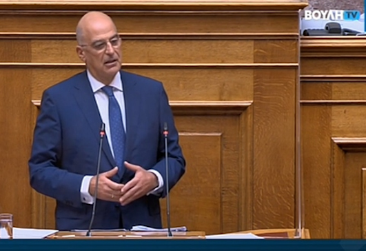 Intervention du ministre des Affaires étrangères, Nikos Dendias, à la séance plénière du Parlement lors du débat et du vote du projet de loi de ratification de l'accord Grèce-France (07.10.2021)