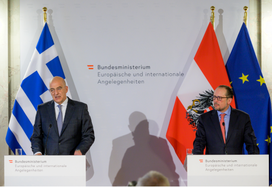 Déclaration du ministre des Affaires étrangères Nikos Dendias à l’issue de sa rencontre avec le ministre autrichien des Affaires étrangères, Alexander Schallenberg (Vienne, 08.03.2022)