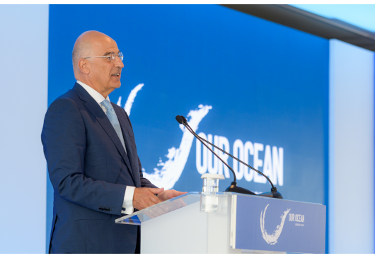 Allocution du ministre des Affaires étrangères, Nikos Dendias, lors de l'événement du ministère des Affaires étrangères à l’occasion de l'organisation par la Grèce de la conférence internationale « Our Ocean Conference » en 2024 (SNFCC, 25.7.2022)