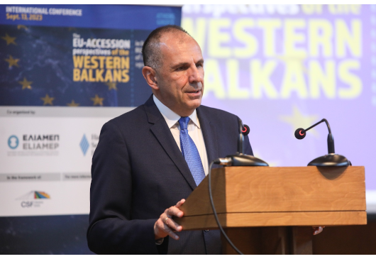 Minister of Foreign Affairs G. Gerapetritis’ opening remarks at the ELIAMEP international conference titled "The EU-Accession perspectives of the Western Balkans in light of Russia's war of aggression against Ukraine" (Athens, 13.09.2023)