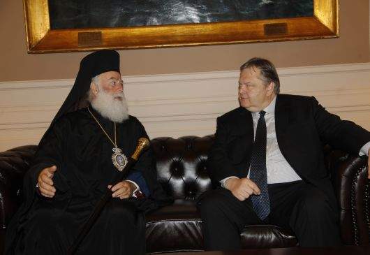 Rencontre du vice-ministre et ministre des Affaires étrangères E. Vénizélos avec le Patriarche Théodore II d’Alexandrie