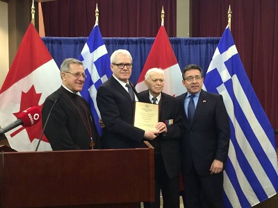 Celebration of Greek Independence Day in Ottawa:Ambassador Eleftherios Anghelopoulos honours the World War II Veteran Mr. Dimitris Makris  