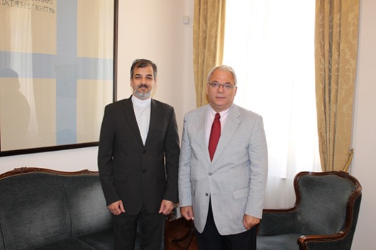 The Ambassador of Greece in Cyprus, Mr. Vasilis Papaioannou   received  a farewell visit of the Iranian  Ambassador Ali Akbar Rezaei  (Embassy of Greece in Cyprus, 24/6/2014)