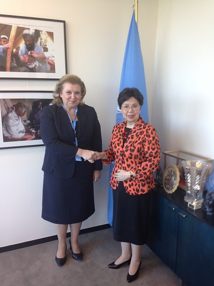 Permanent Representative of Greece Ambassador Anna Korka meets with the DG of the World Health Organization (W.H.O) Dr Margaret Chan