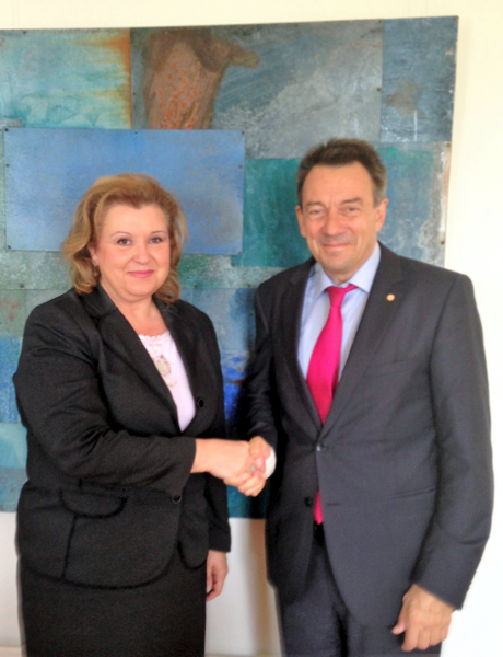 Meeting of the Permanent Representative, Ambassador Anna Korka with the President of the International Committee of the Red Cross Mr Peter Maurer