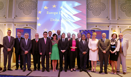 European Union member states’ Ambassadors in Doha at a meeting on worker welfare they organized with various stakeholders on the occasion of Europe Day, 9 May