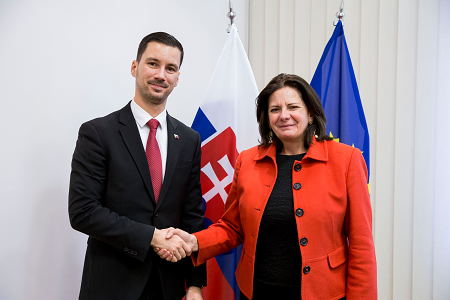 Meeting of Ambassador Mrs Maria Louisa Marinakis with the State Secretary of the Slovak Ministry of Foreign and European Affairs Mr. Lukas Parizek (Bratislava, 1 December 2016).