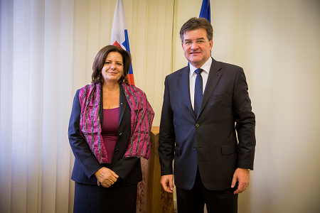 Handover of copies of credentials of new Ambassador Mrs Maria Louisa Marinakis to Minister of Foreign and European Affairs of the Slovak Republic.