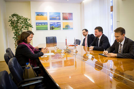 Handover of copies of credentials of new Ambassador Mrs Maria Louisa Marinakis to Minister of Foreign and European Affairs of the Slovak Republic. 