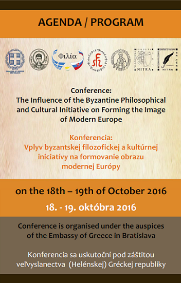 International Philosophical Conference organised by the University of Nitra, Slovakia (Nitra, 18-19 October 2016) 